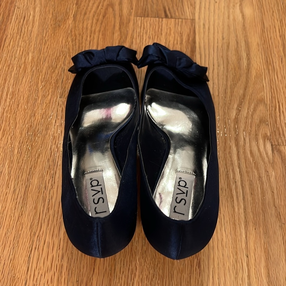 RSVP Navy Blue Satin Heels - Picture 2 of 6